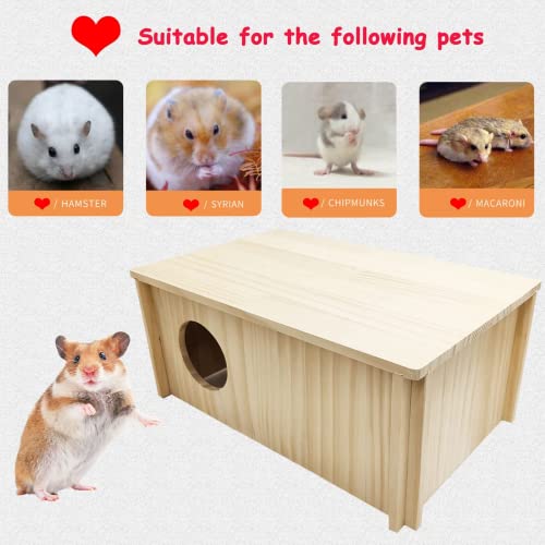 kathson Hamster Wooden Maze Multi-Room Hideouts & Tunnel Exploring Rat Wood House Labyrinth with Removable Wooden Cover for Syrian Gerbils Lemmings Dwarf Mice (Large（Rectangle）)