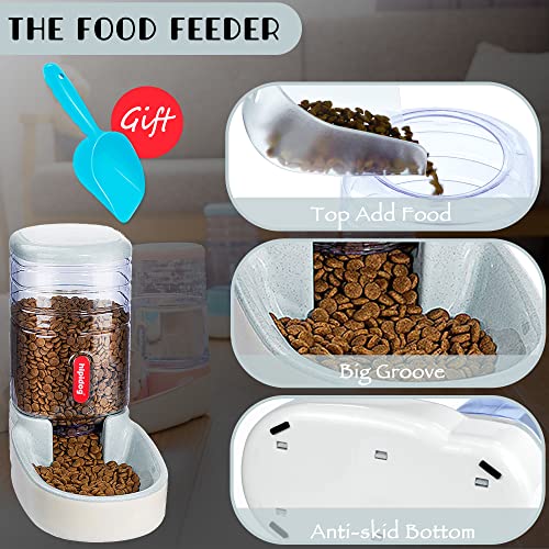 Automatic Pet Feeder Small&Medium Pets Automatic Food Feeder and Waterer Set 3.8L, Travel Supply Feeder and Water Dispenser for Dogs Cats Pets Animals