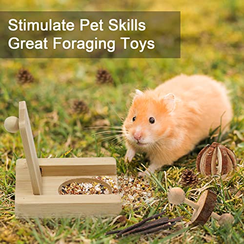 ZALALOVA 3 Pcs Guinea Pig Toys Hamster Enrichment Foraging Toys, Bamboo Interactive Hide Treats for Small Animals Pet Foraging Game Educational Toys for Rabbit Chinchilla Bunny
