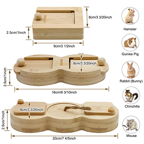ZALALOVA 3 Pcs Guinea Pig Toys Hamster Enrichment Foraging Toys, Bamboo Interactive Hide Treats for Small Animals Pet Foraging Game Educational Toys for Rabbit Chinchilla Bunny