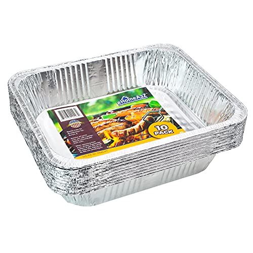 Aluminum Pans Disposable Half Size (10 Pack) 9x13 Prepping, Roasting, Food, Storing, Heating, Cooking, Chafers, Catering, Crawfish Trays
