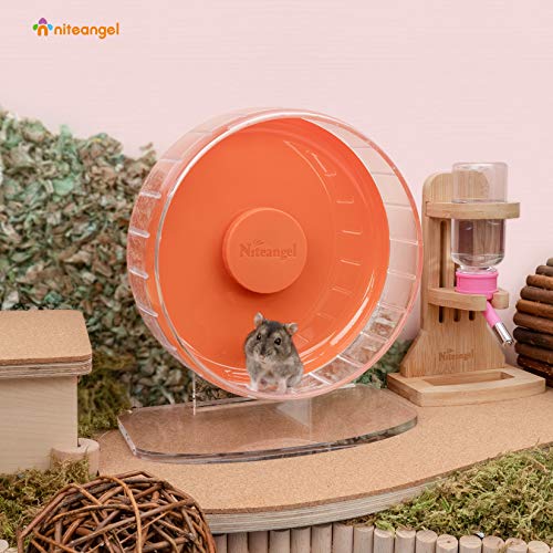 Niteangel Super-Silent Hamster Exercise Wheels: - Quiet Spinner Hamster Running Wheels with Adjustable Stand for Hamsters Gerbils Mice Or Other Small Animals (S, Orange)